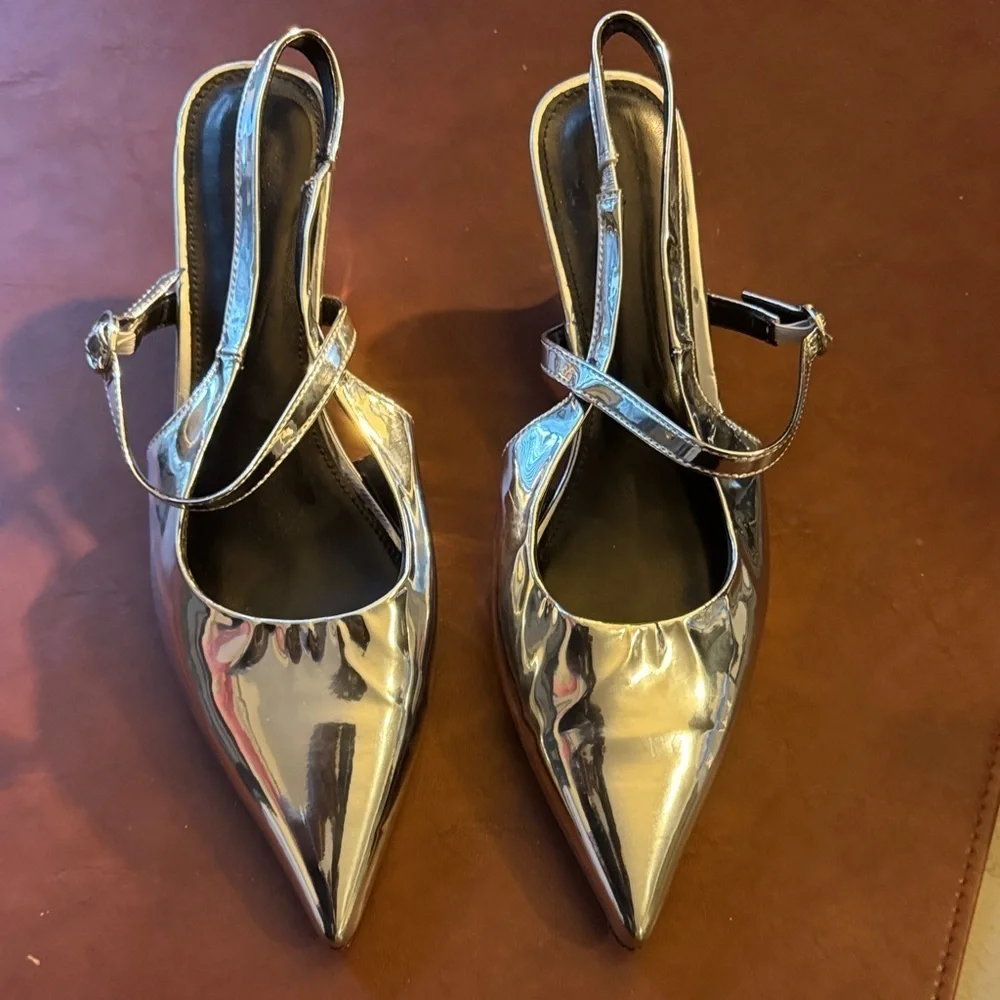 Silver Women's Slingback Heels